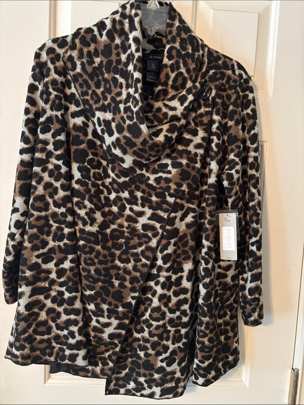Alfani Leopard Print Shawl Collar Cardigan - Brown, Black, Cream